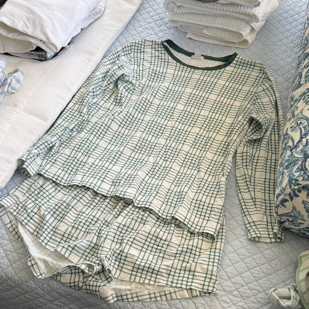 Plaid Green Kids Pajama Set